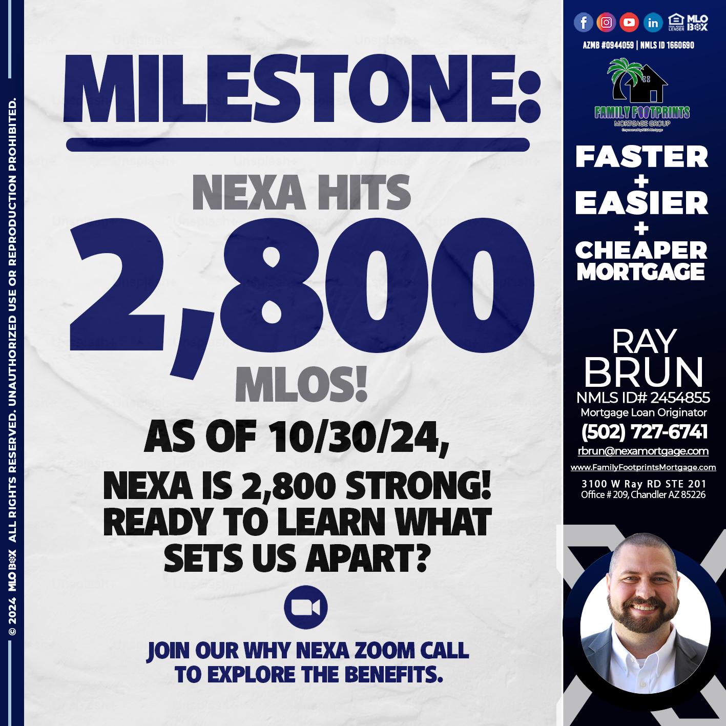 MILESTONE 2,800 - Ray Brun -Mortgage Loan Originator