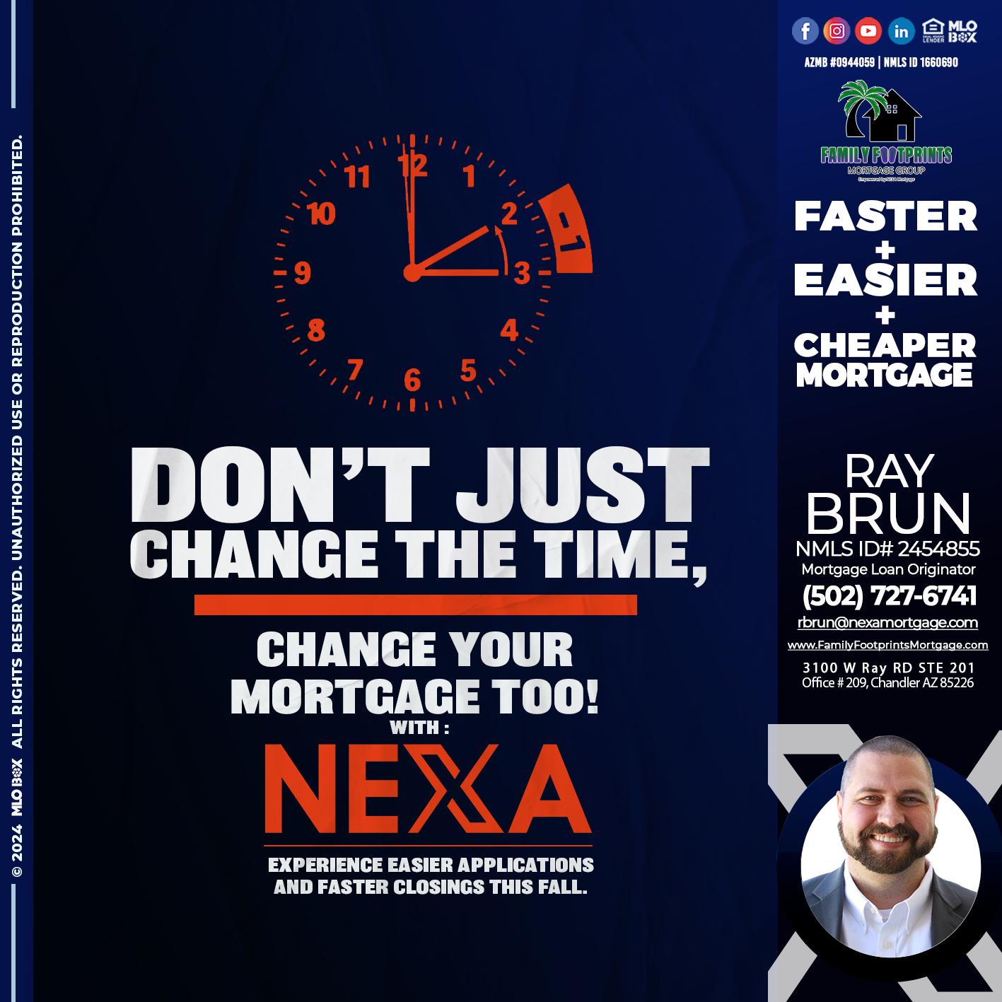 dont just change the time - Ray Brun -Mortgage Loan Originator