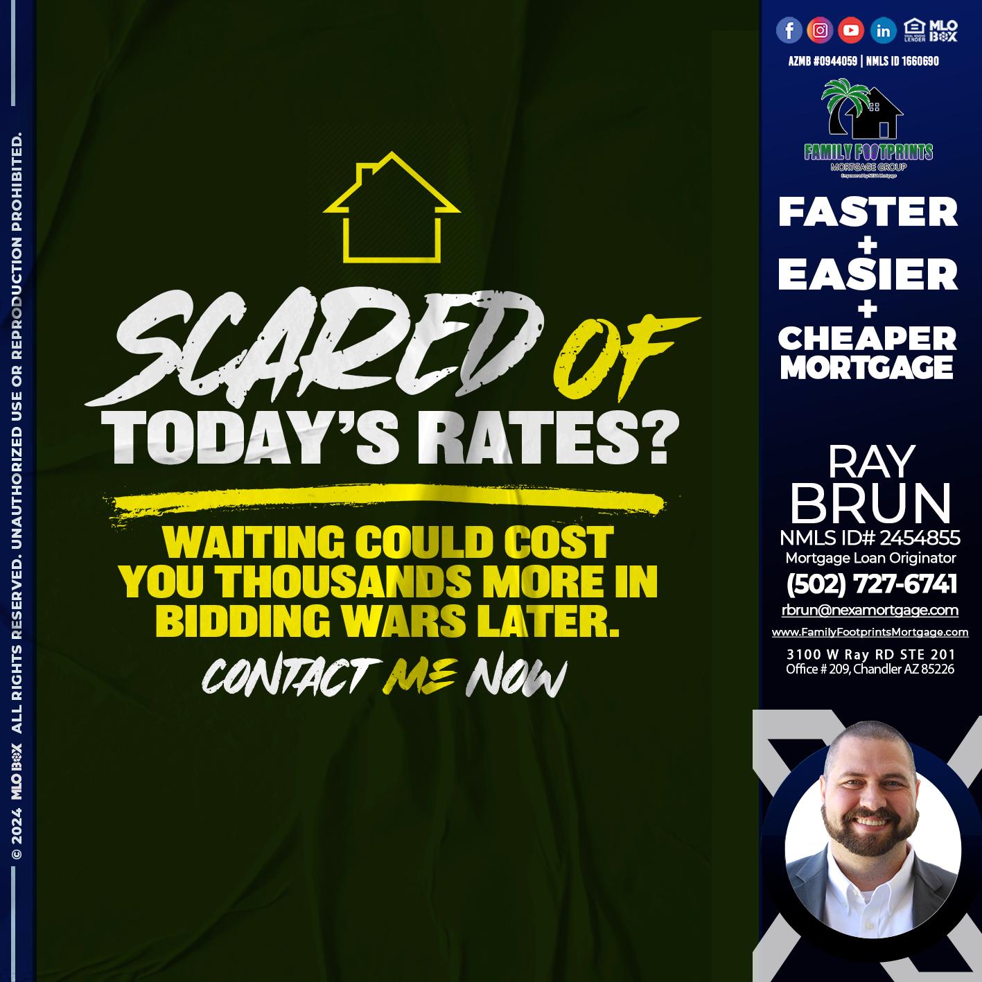 SCARED OF TODAY RATES? - Ray Brun -Mortgage Loan Originator