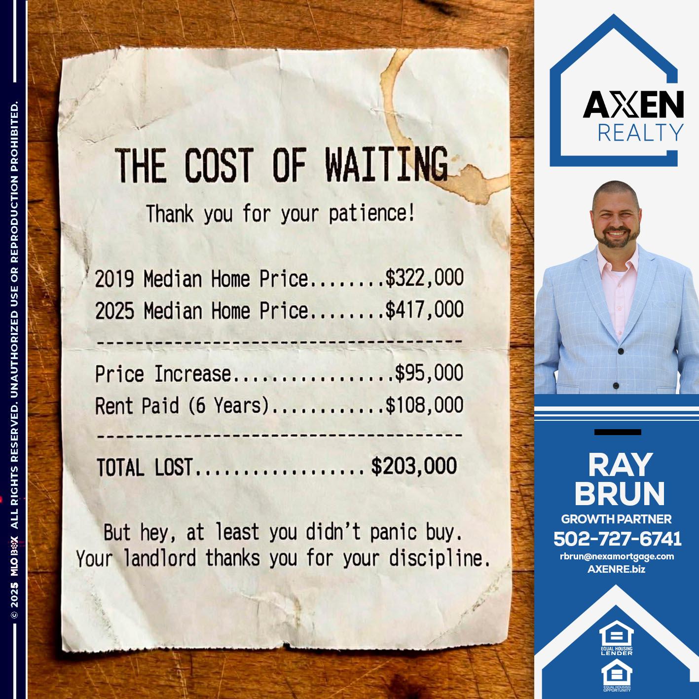 the cost of waiting - Ray Brun -Mortgage Loan Originator