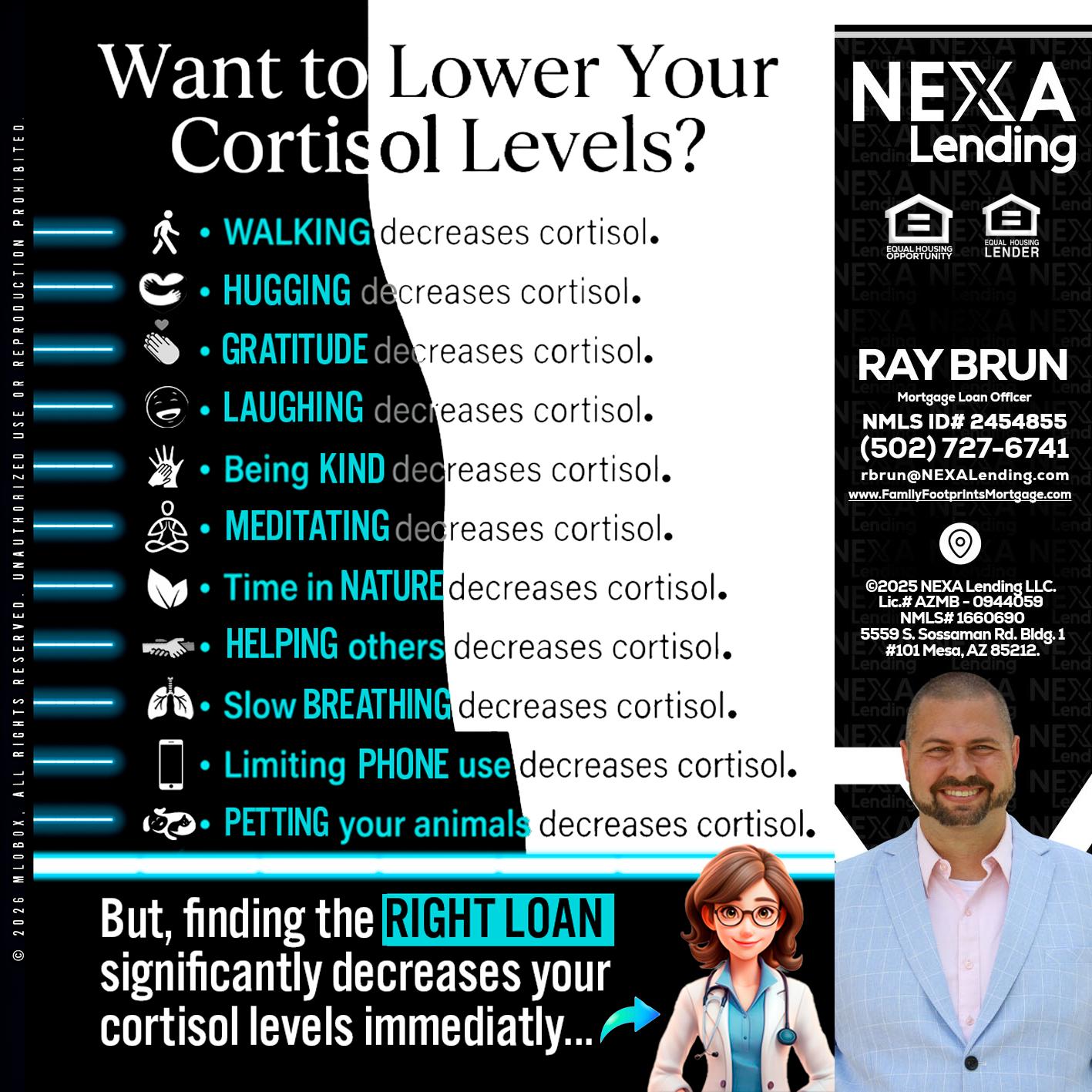 Want to lower Your Cortisol Levels? - Ray Brun -Mortgage Loan Originator